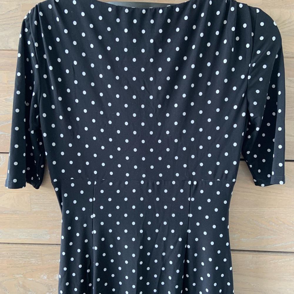 Ralph Lauren Black and White Polka Dot Midi Dress - Picture 5 of 6